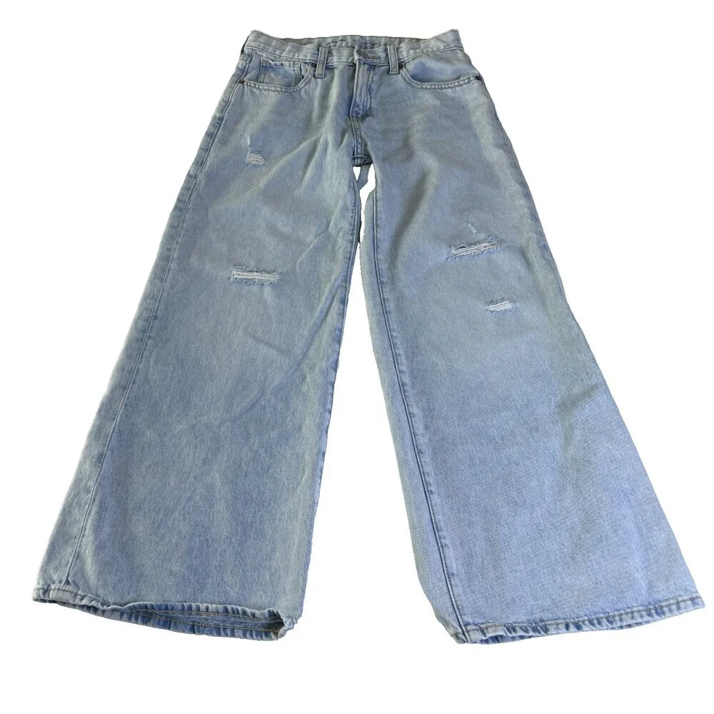 Old Navy High Rise Super Baggy Wide Leg Jeans GIRLS Size 12 Adjustable Waist